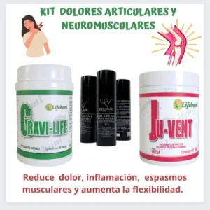 COMBO - KIT DOLORES ARTICULARES Y NEUROMUSCULARES GRAVI-LIFE + GEL CREAM PARA MASAJES + JU-VENT