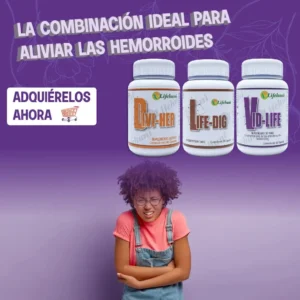 COMBO - IDEAL PARA ALIVIAR LAS HEMORROIDES DIVI-HER + LIFE-DIG + VID-LIFE